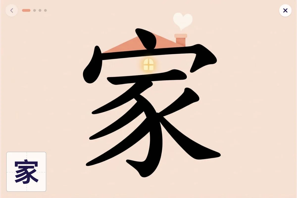 The real Boba Chinese app character lesson for 家